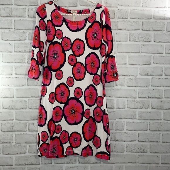 Hatley Floral Hibiscus Dress Pink and White Size Small Quarter Length Sleeve - Picture 1 of 7
